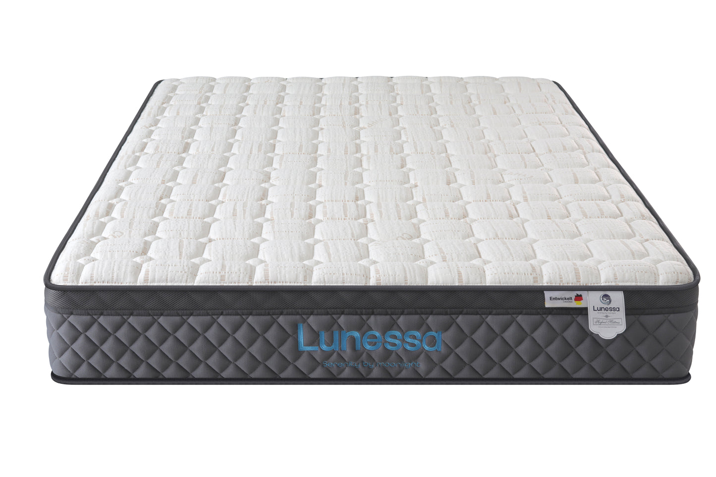 Orthopädische Luxus-Hybridmatratze für Rückenschläfer & Paare – Lunessa Sapphire mit 800 Taschenfedern & Kupferbezug