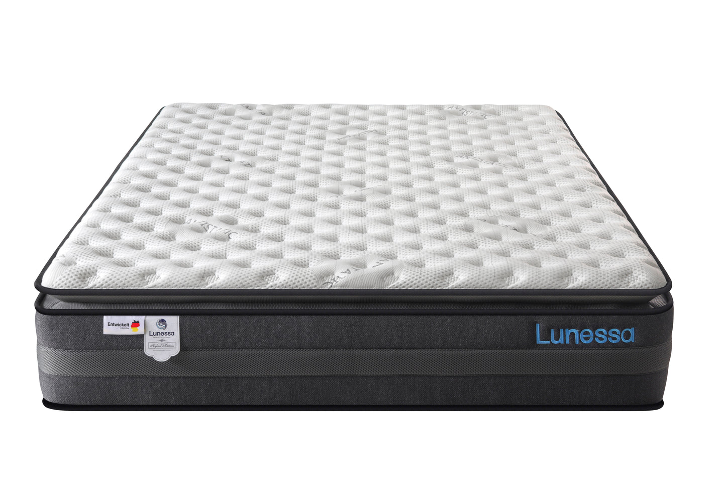 Orthopädische Luxus-Hybridmatratze für Rückenschläfer & Paare – Lunessa Sapphire mit 800 Taschenfedern & Kupferbezug